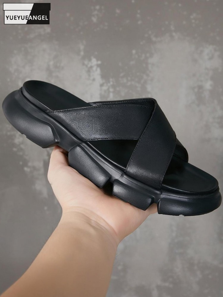 Men Shoes Size Chart - Trendy Male Cowhide Platform Height Increase