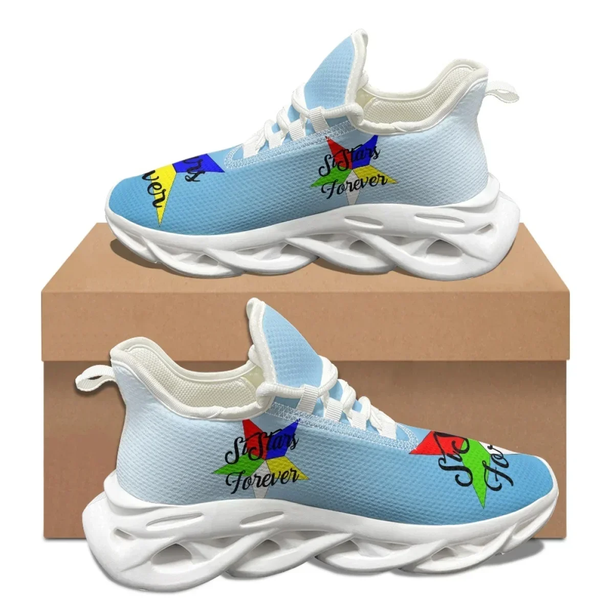 Men'S Shoes For Tennis - Sky Blue Pentagram OES Pattern New