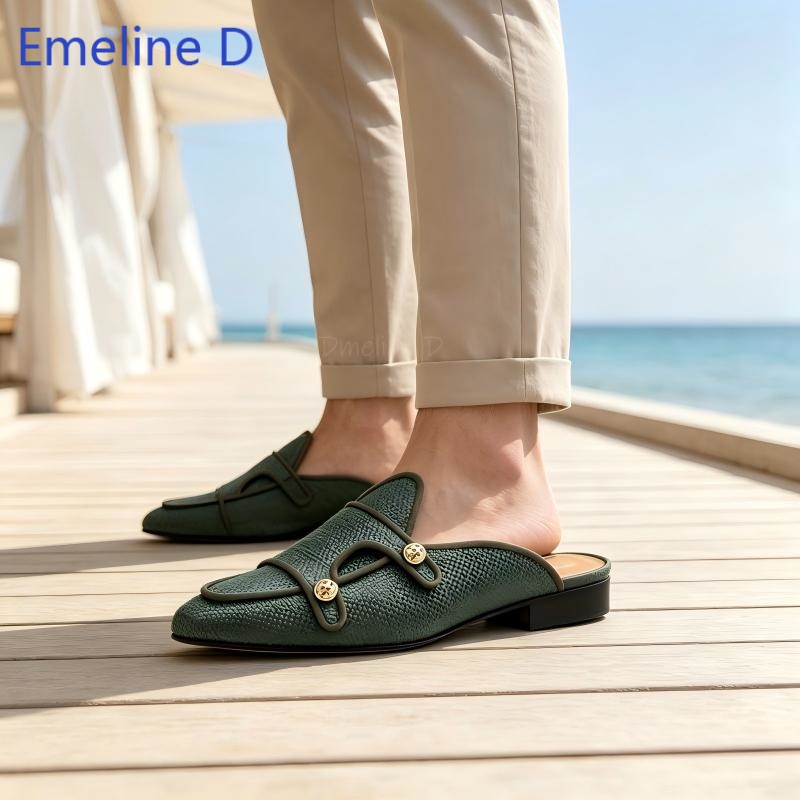 Woven Textile Backless Loafer  - Shoes Heels Men review and price