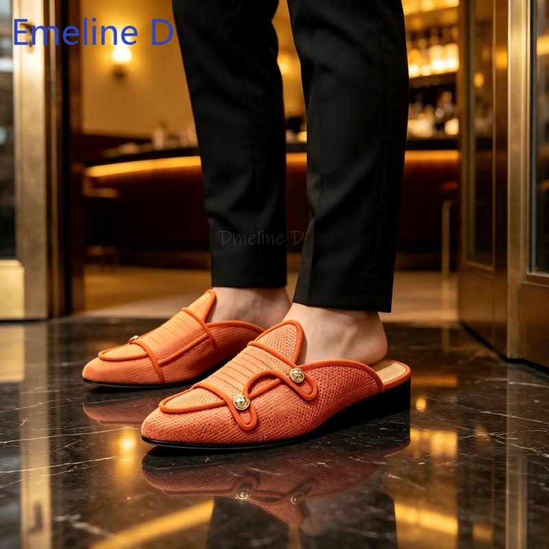 Woven Textile Backless Loafer  - Shoes Heels Men review and price