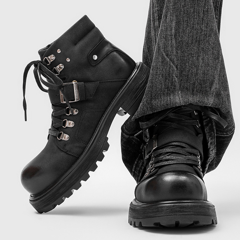 Brand Men Leather Boots Motorc - Men Shoes Branded review and price